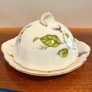 I. Godinger & Co. Jardin Porcelain Flower Butterfly Dragonfly Butter Dish